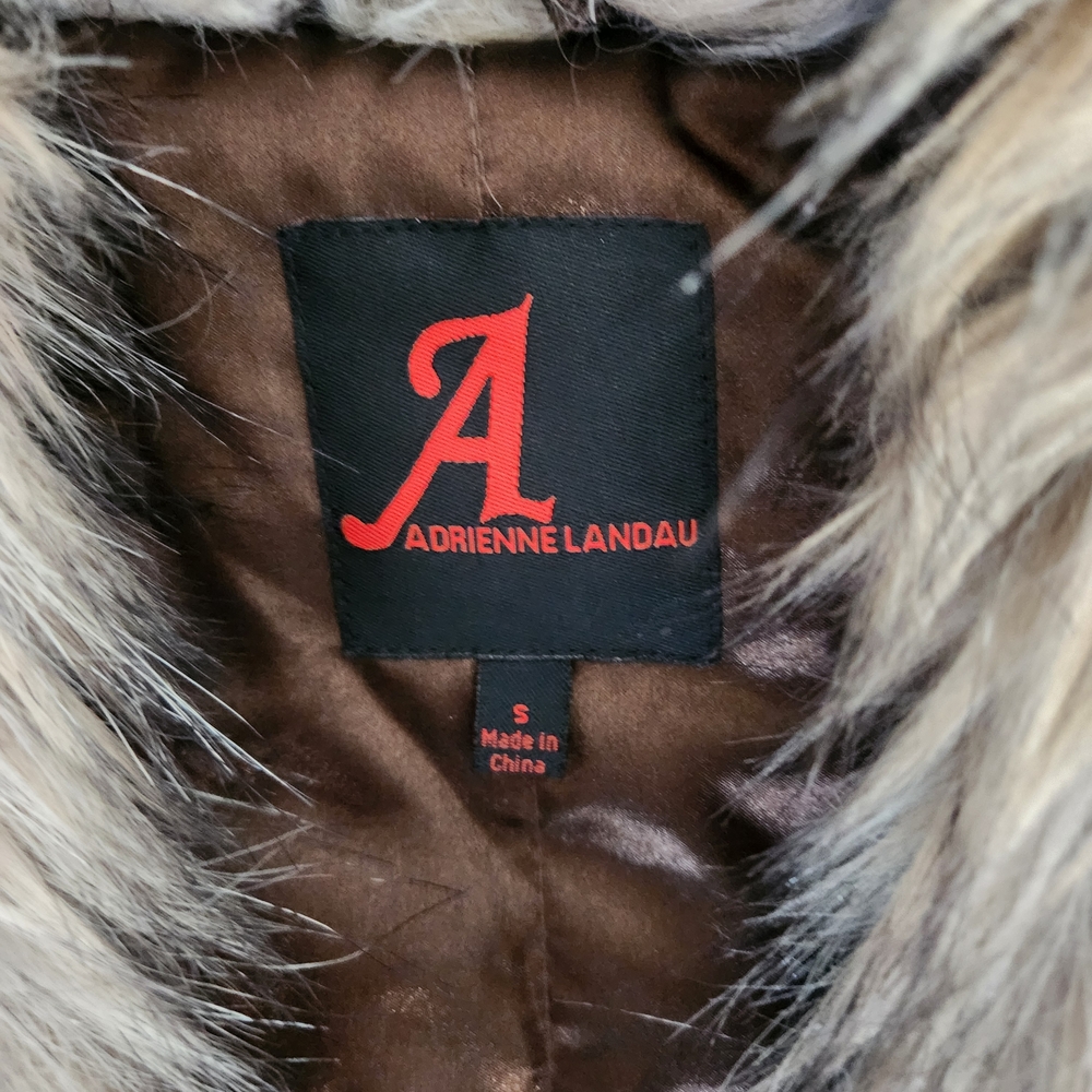 Adrienne Landau Faux Fur Vest in Brown and Cream S Baddie Cozy Soft Animal Print - Picture 5 of 11
